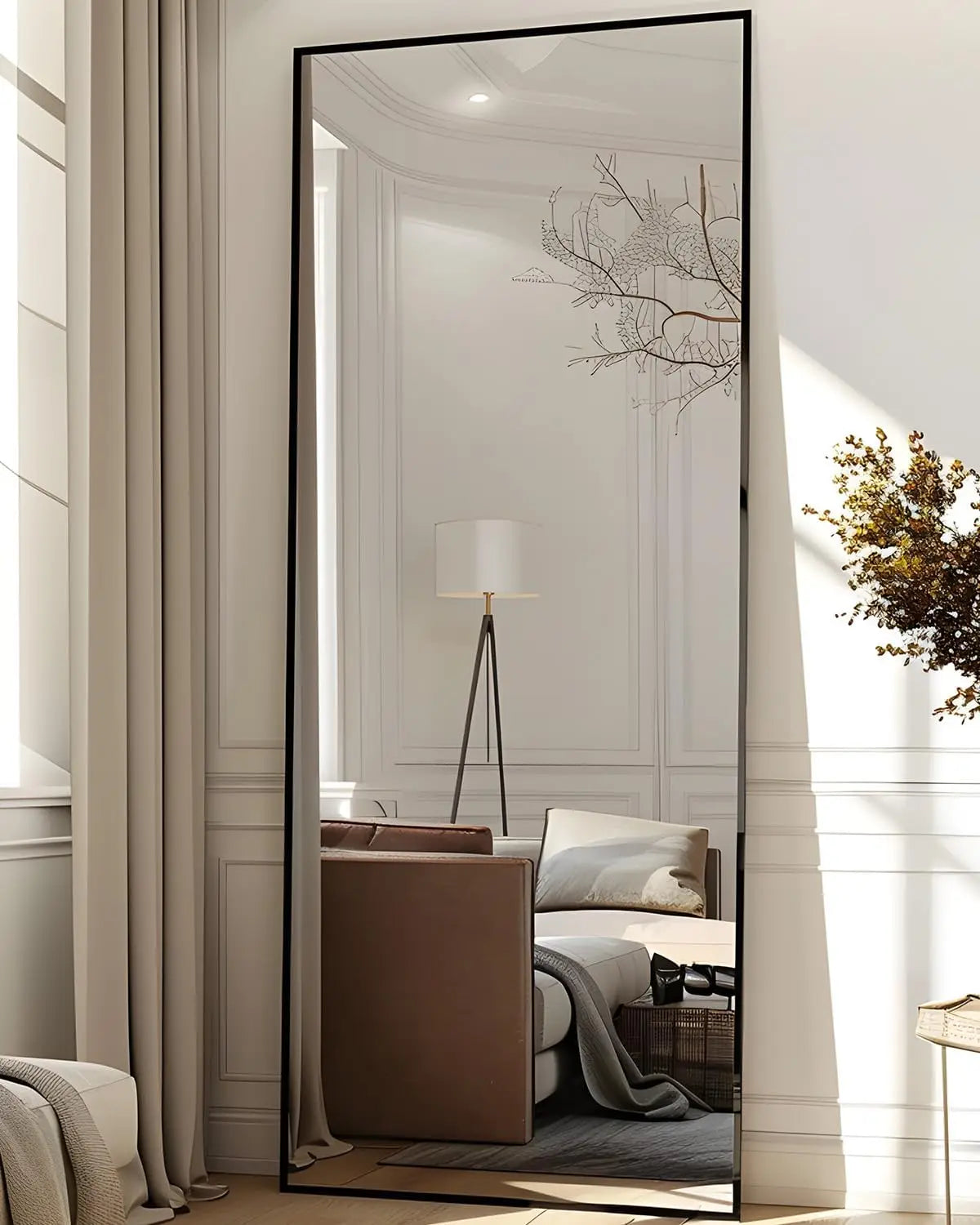 Full Length Mirror, 58"x18" Oversized Floor Mirror, Rectangular Full Body Mirror with Stand for Bedroom, Living Room, Cloakroom