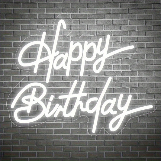 Happy Birthday Neon Wall Decoration, LED Neon Night Lights Birthday Decorative Lights, Home Decoration Birthday Lighting Neon Si