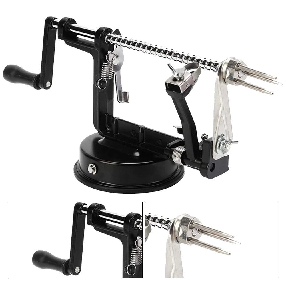 3 in 1 Apple Potato Peeler Versatile Fruit Peeler Slicing Machine Stainless Steel with Suction Base for Household Kitchen