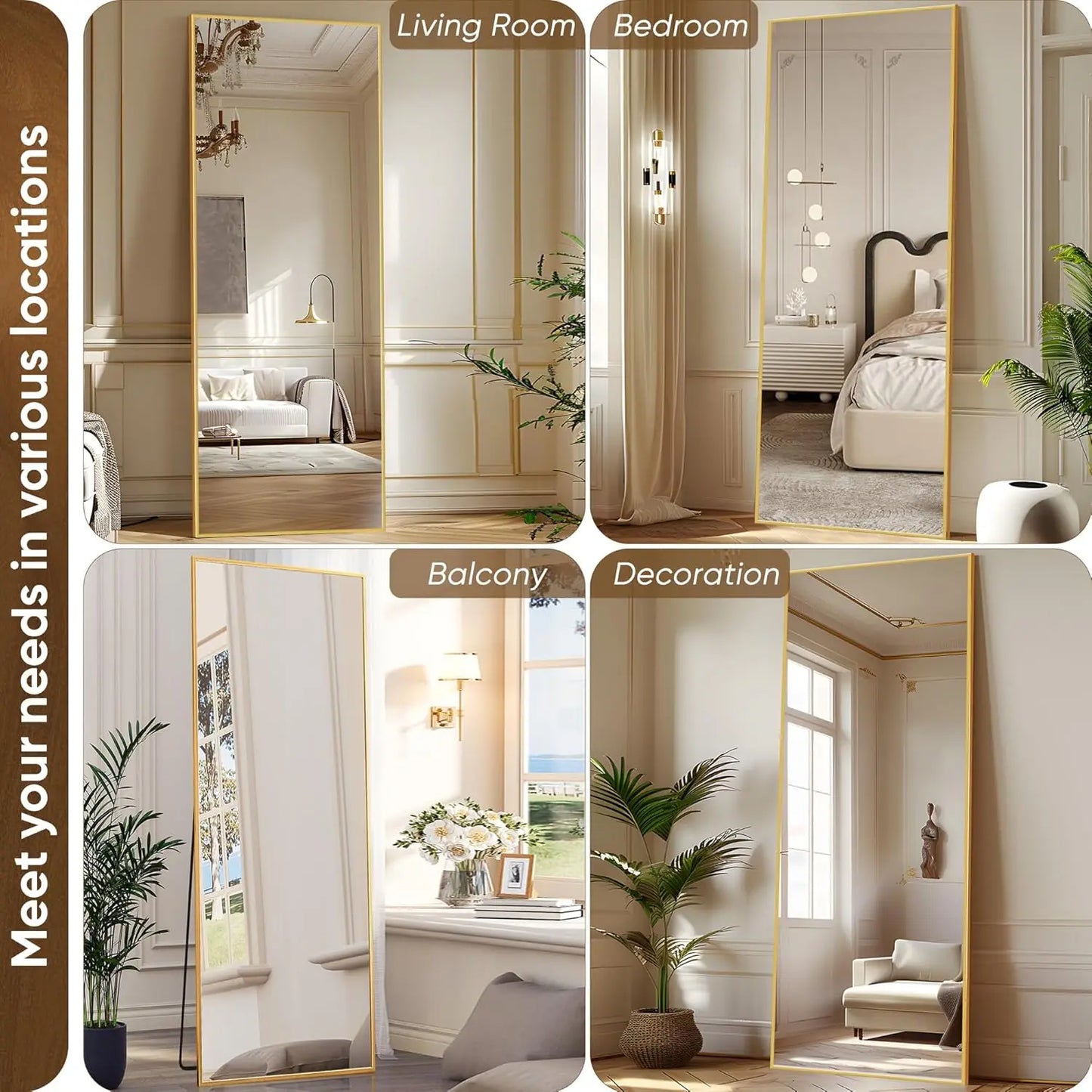 Full Length Mirror, 58"x18" Oversized Floor Mirror, Rectangular Full Body Mirror with Stand for Bedroom, Living Room, Cloakroom