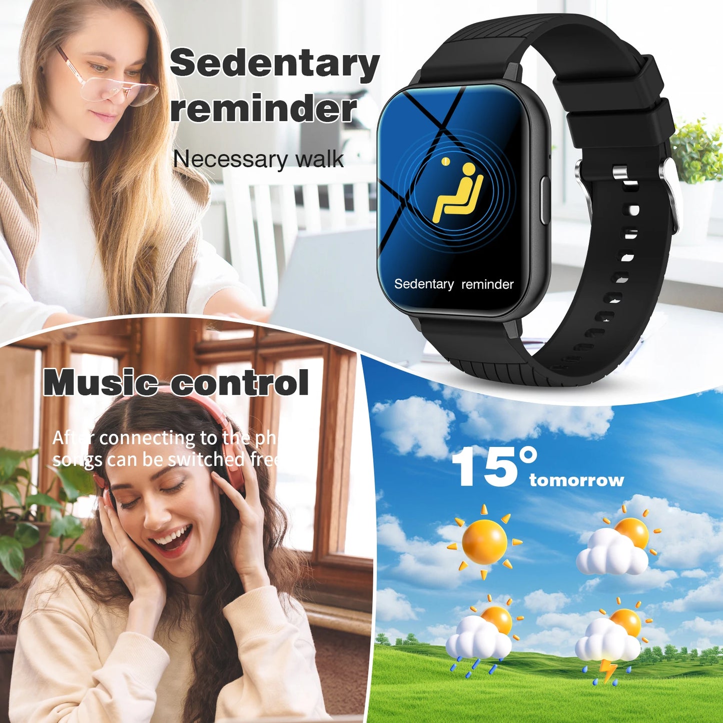 Smart Watch, Wireless Call/Dial, Multi-Sport Mode, Multiple APP Reminders, Suitable for Men and Women, Compatible with IPhone/An