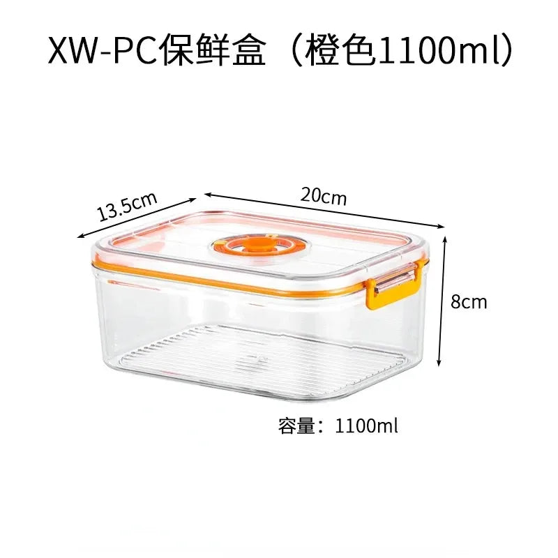 Vacuum Fresh-keeping Box Refrigerator Sealed Canister Microwavable Transparent Food Storage Container Kitchen Organizer Bento