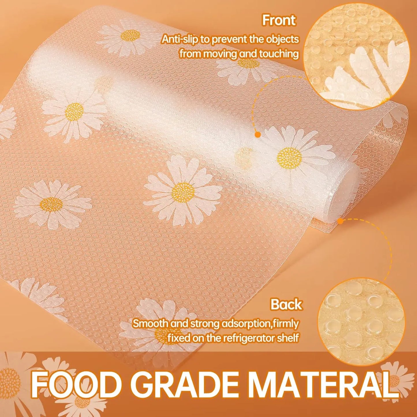 4pcs Washable Refrigerator Mats, Waterproof & Oil-Repellent Organizer Liners for Fridge Freezer Shelves Drawers.