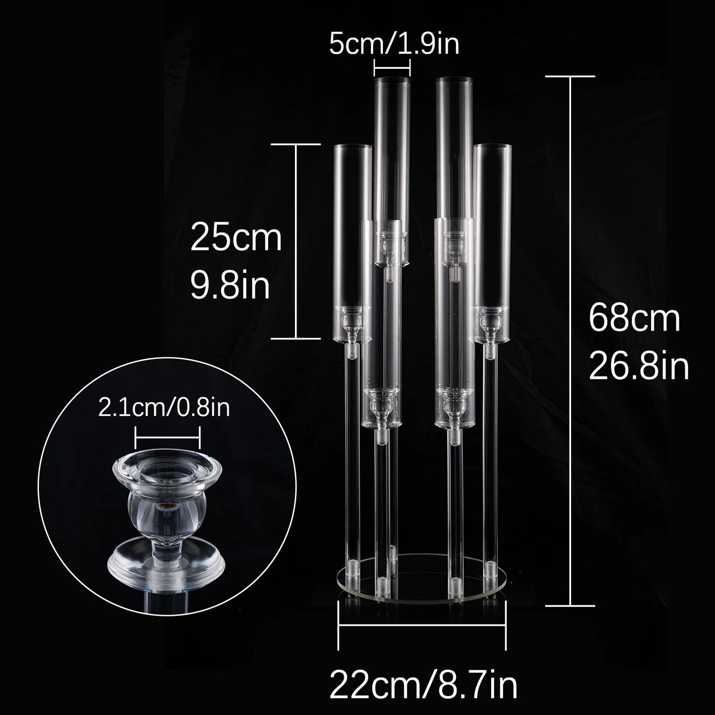10pcs Candlestick Holde 6 Arm Candelabras Clear Taper Candle Holders Candlestick Holder for Wedding, Party, Dining Table