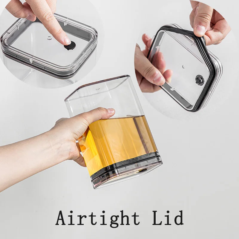 Vacuum Sealed Food Storage Containers with Press Pump, Thickened Transparent Airtight Containers Multi-Size Kitchen Organizers