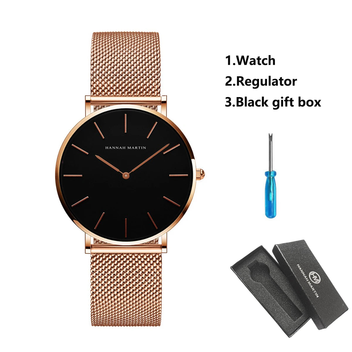 36mm New Women Watches US Local Shipping Rose Gold Black Simple Japan Quartz Ladies Stainless Steel Ultra Thin Waterproof Watch