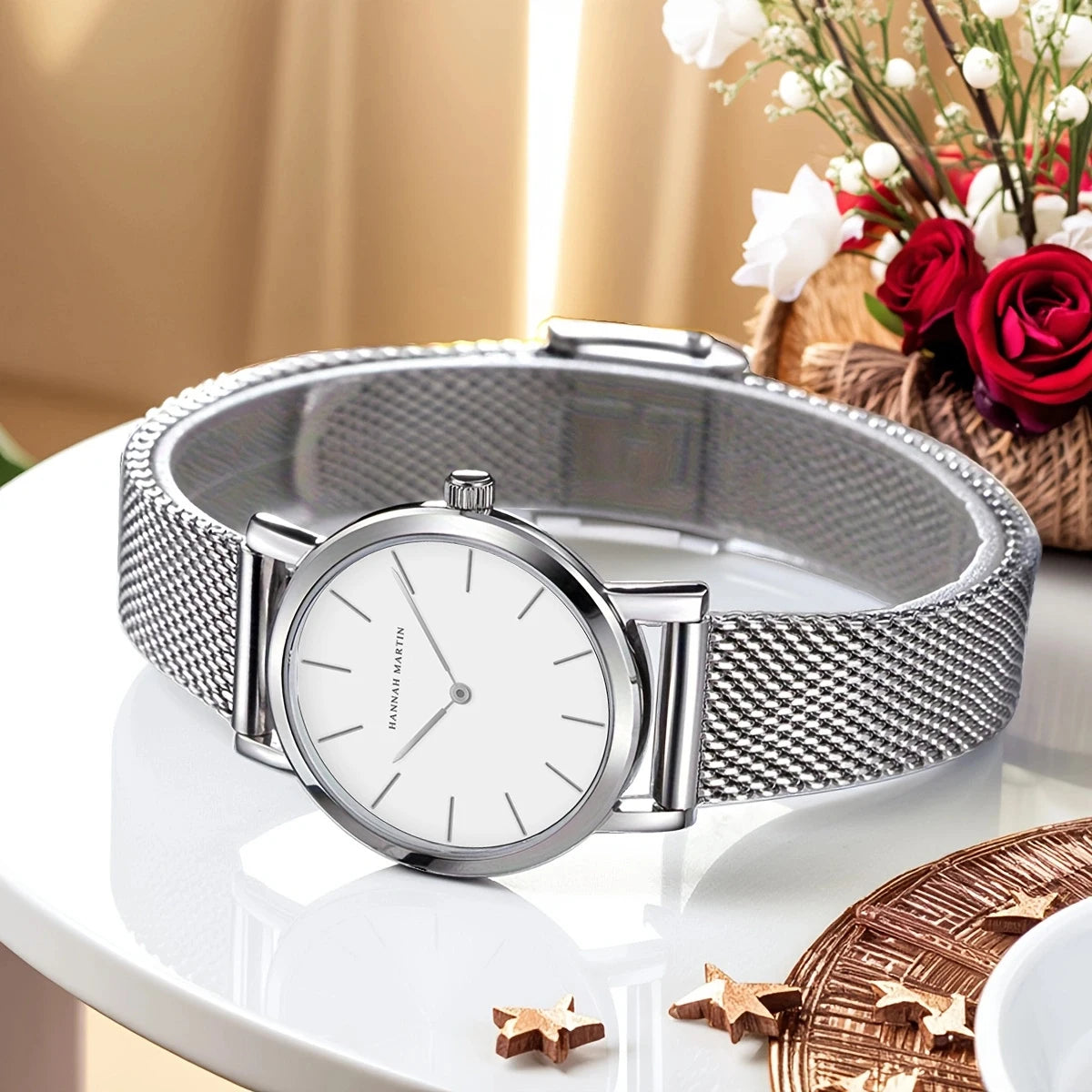 36mm New Women Watches US Local Shipping Rose Gold Black Simple Japan Quartz Ladies Stainless Steel Ultra Thin Waterproof Watch