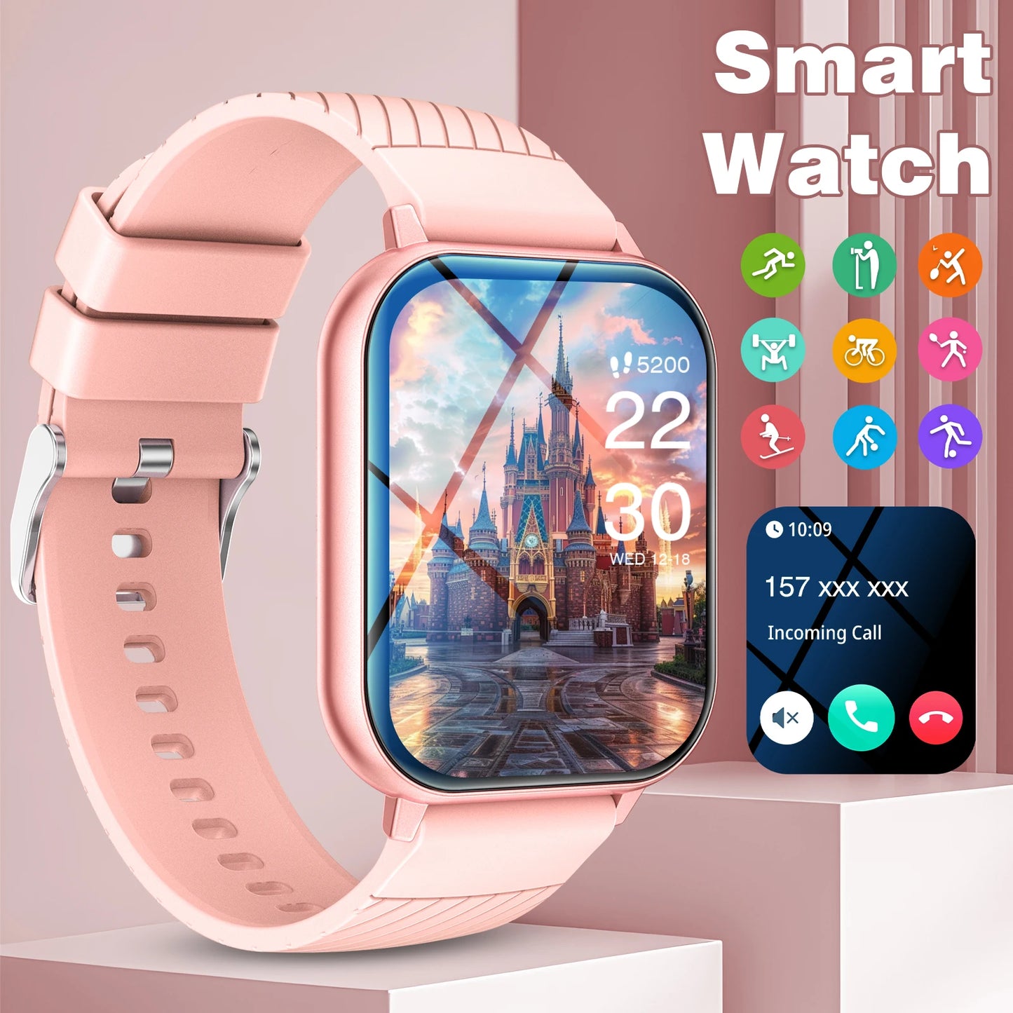 Smart Watch, Wireless Call/Dial, Multi-Sport Mode, Multiple APP Reminders, Suitable for Men and Women, Compatible with IPhone/An