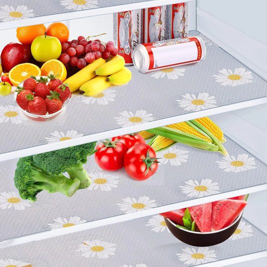 4pcs Washable Refrigerator Mats, Waterproof & Oil-Repellent Organizer Liners for Fridge Freezer Shelves Drawers.