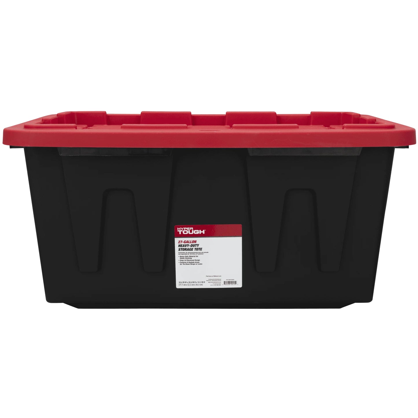 4 Pack, 27 Gallon Large Storage Bin, Plastic Storage Container with Stackable Snap-On Lid, Black and Red