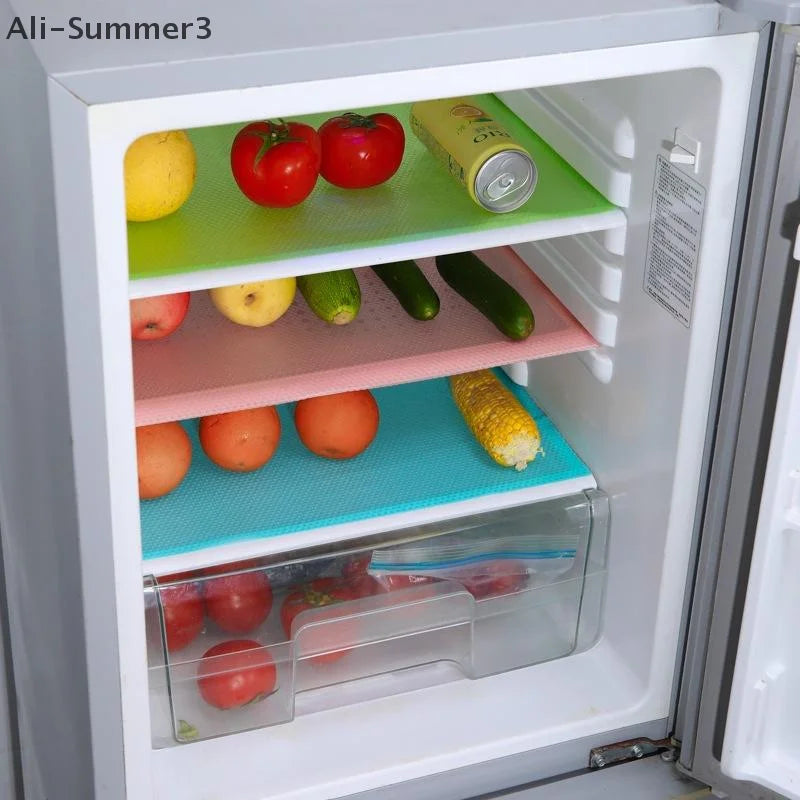 4PCS EVA Waterproof Refrigerator Liner Mat Washable Mildew Kitchen Pad Anti-oil Cabinet Drawer Placemat Heat-insulat Fridge Mat