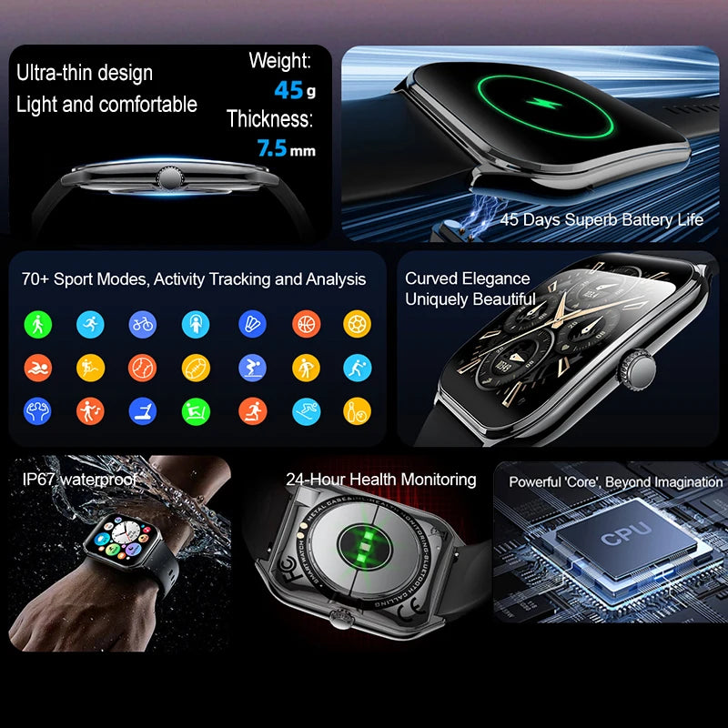 New For Xiaomi Ultra Thin Smart Watch Men Woman 1.96" AMOLED 70+Sports Mode Health Monitor Bluetooth call Waterproof Smart Watch