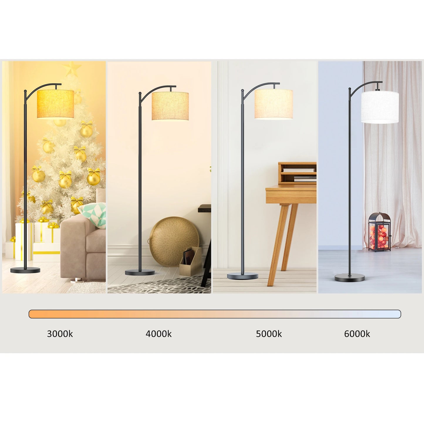 62" Arched Floor Lamp with Remote Control and Bulb Included