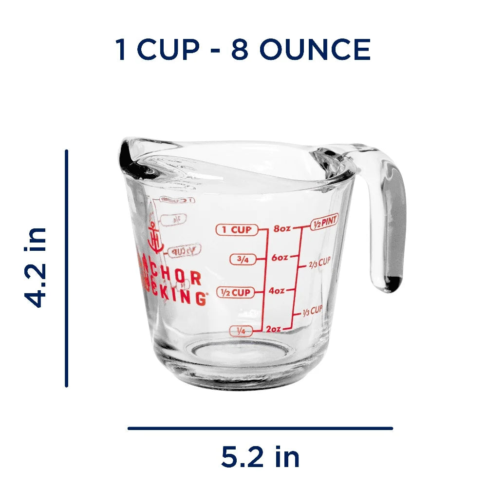 2 Pack Glass Measuring Cups 8oz Tempered Kitchen Utensils Metric Imperial Units Dishwasher Microwave Safe Nesting Design