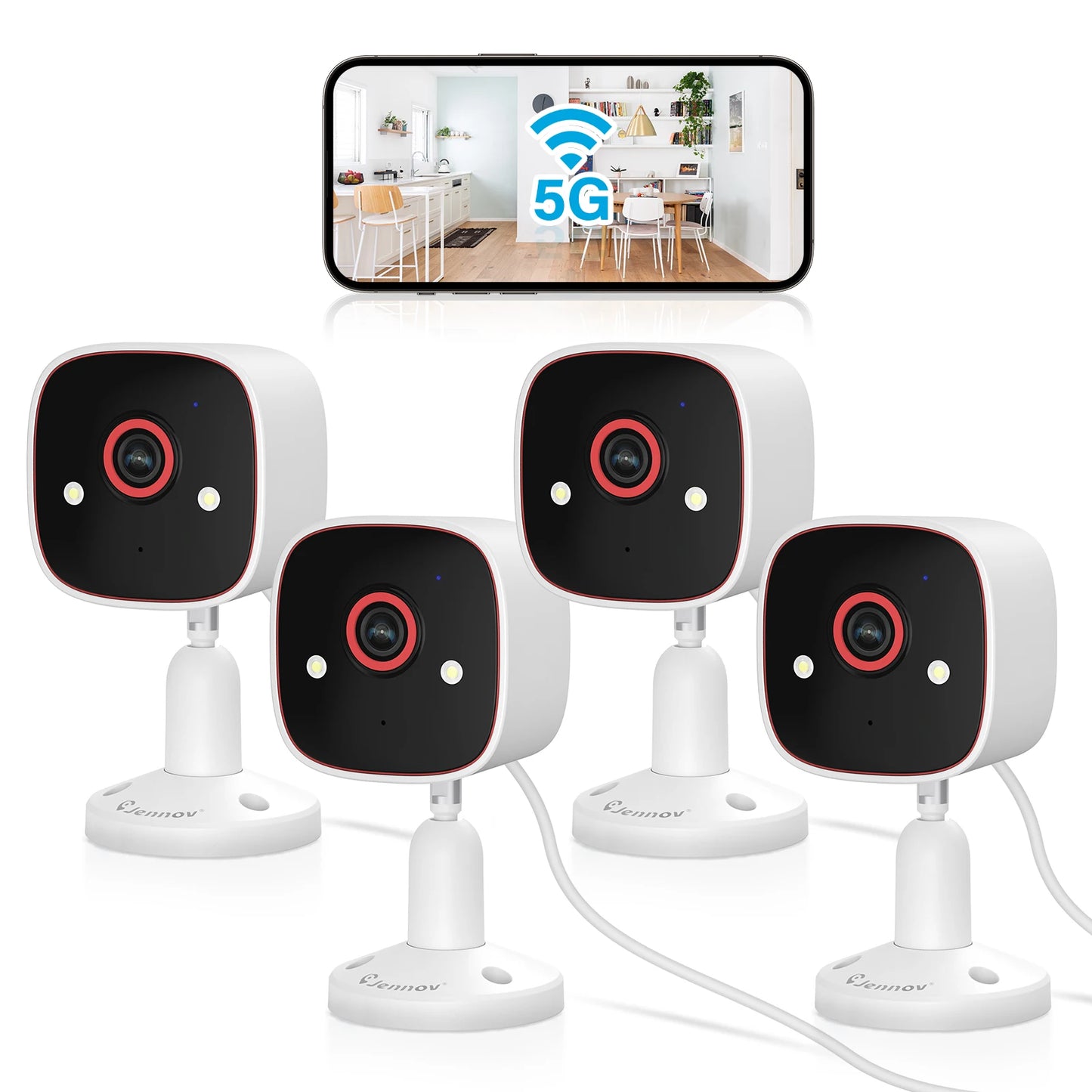 Jennov Outdoor/Indoor Security Cameras 5Ghz/2.4Ghz, 2K HD Wireless WiFi/Pet Dog Cat Baby Monitor Camera for Home Security IP66