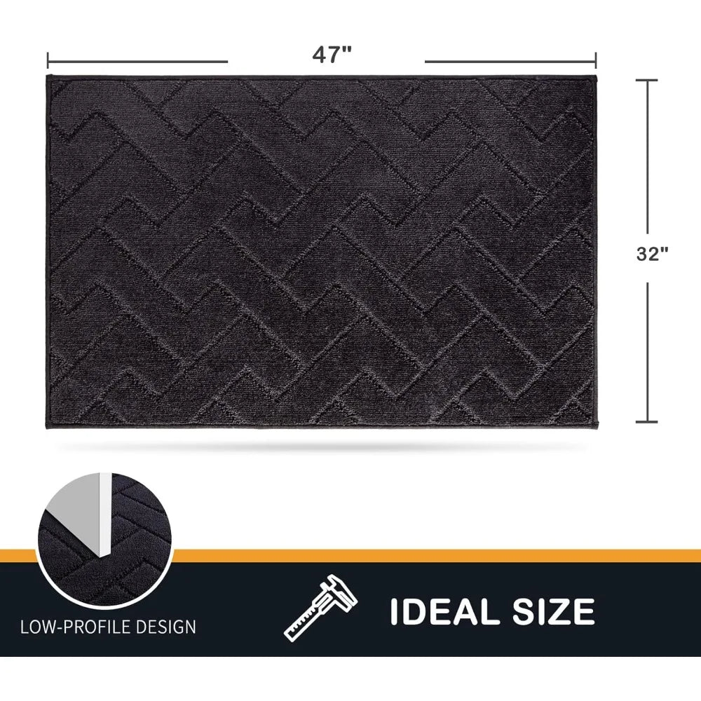 Dirt Trapper Door Mat 32" x 47", Non-Slip Machine Washable Entry Rug,for Front & Back Door, Muddy Wet Shoes & Paws, Black