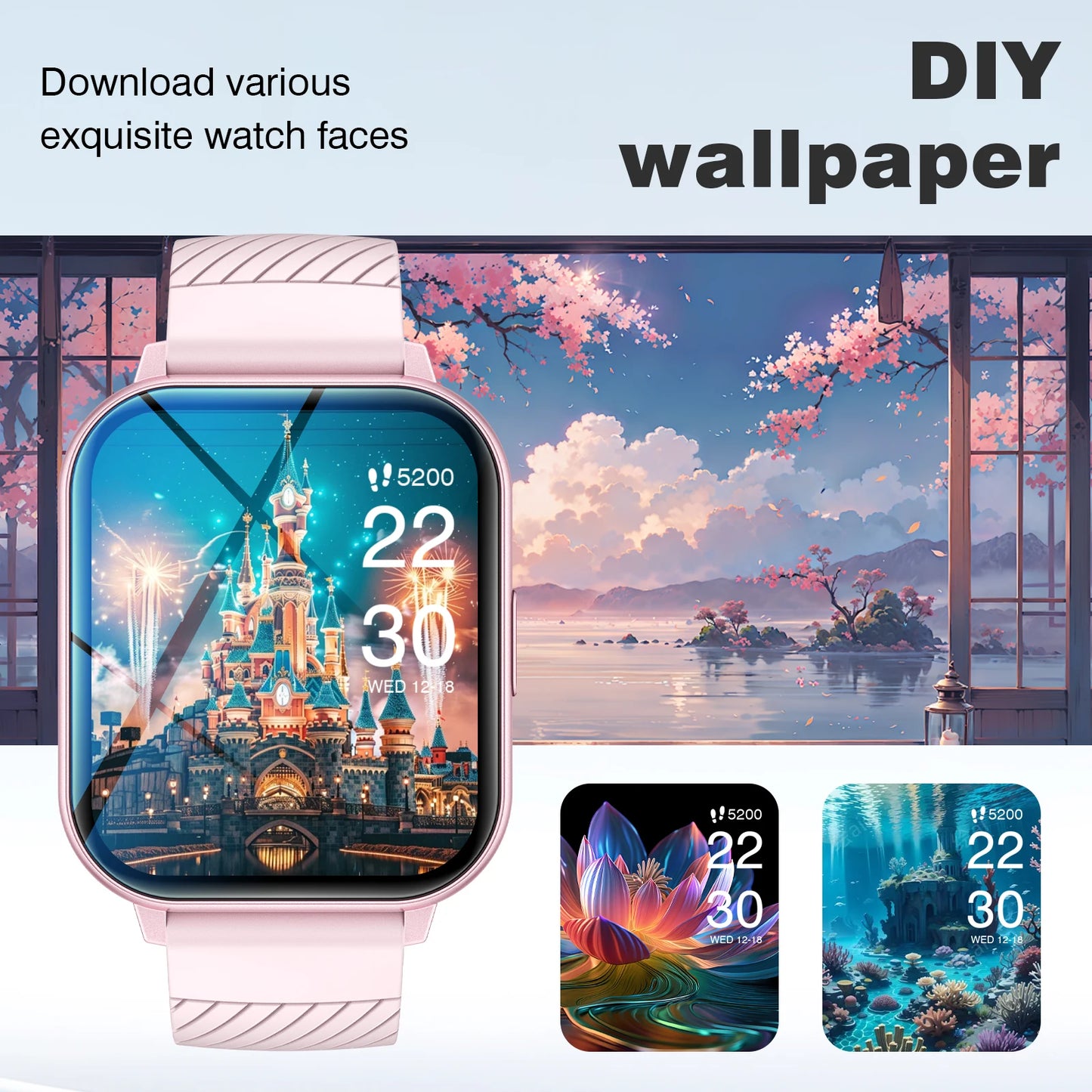 Smart Watch, Wireless Call/Dial, Multi-Sport Mode, Multiple APP Reminders, Suitable for Men and Women, Compatible with IPhone/An