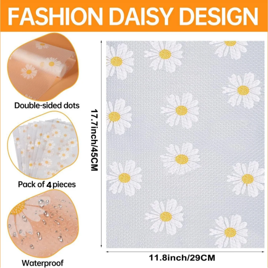 4pcs Washable Refrigerator Mats, Waterproof & Oil-Repellent Organizer Liners for Fridge Freezer Shelves Drawers.