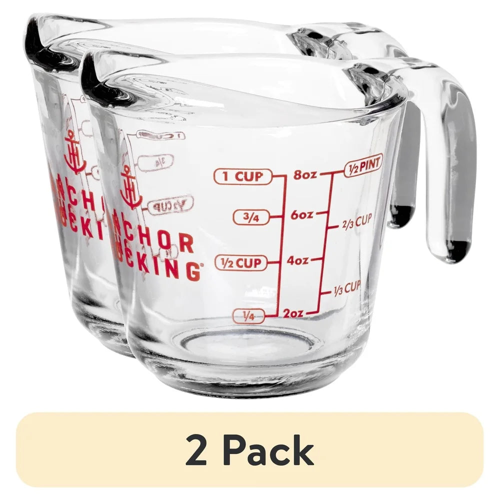 2 Pack Glass Measuring Cups 8oz Tempered Kitchen Utensils Metric Imperial Units Dishwasher Microwave Safe Nesting Design