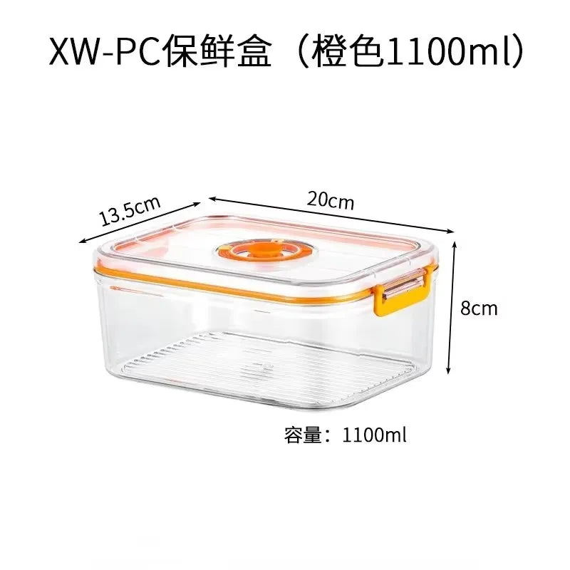 Vacuum Fresh-keeping Box Refrigerator Sealed Canister Microwavable Transparent Food Storage Container Kitchen Organizer Bento