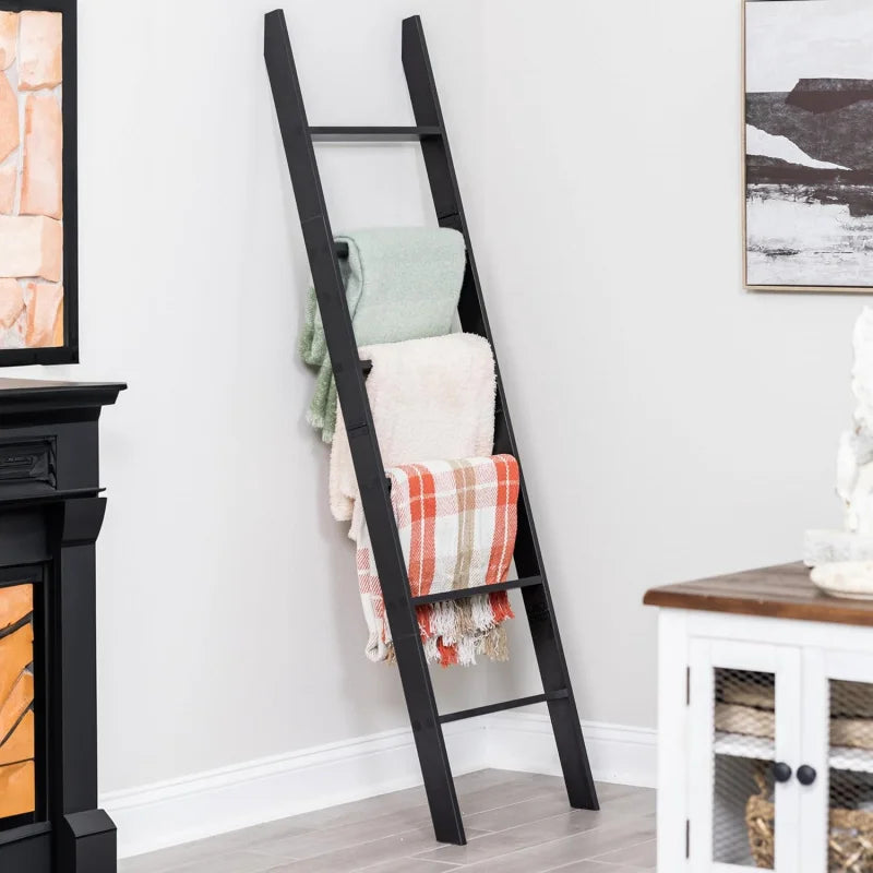 Blanket Ladder for The Living Room and Bedroom, 5ft 8 inch, 6-Tier Wall Leaning Laminate Snag Free Material .