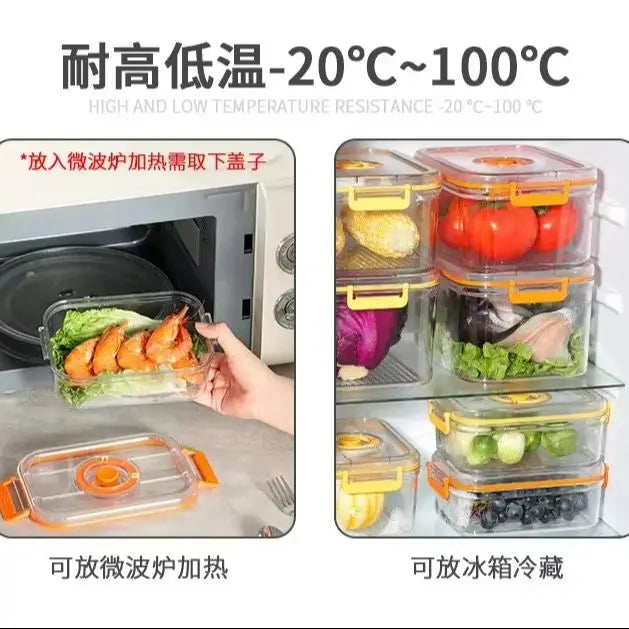 Vacuum Fresh-keeping Box Refrigerator Sealed Canister Microwavable Transparent Food Storage Container Kitchen Organizer Bento