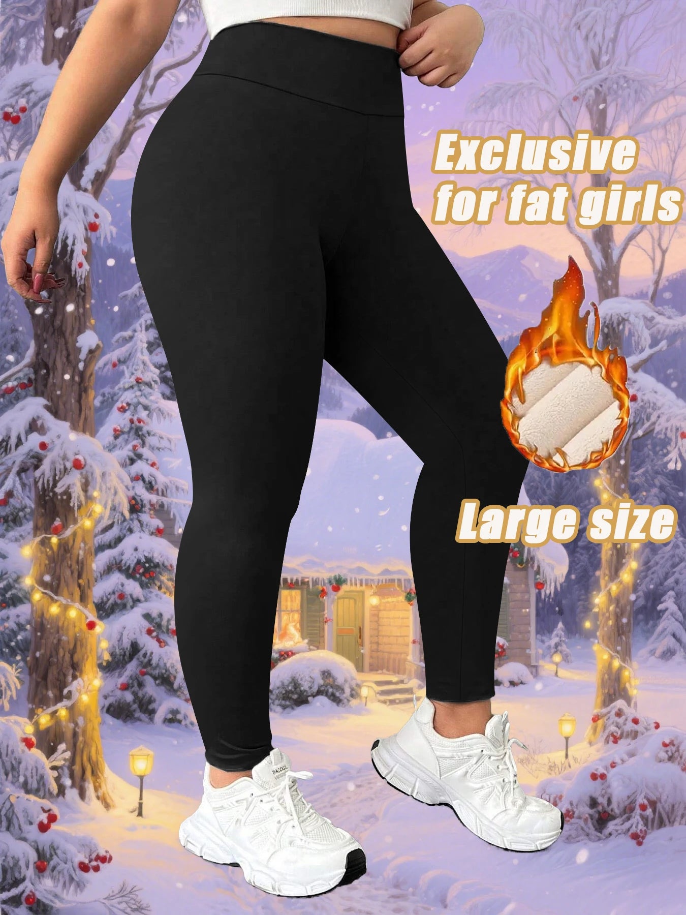Plus - size Winter Fleece - lined High - waisted Leggings for Women, High Elasticity, Warm & Comfortable for Sports