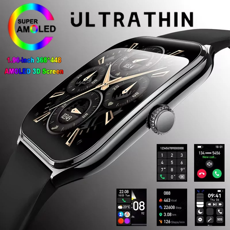 New For Xiaomi Ultra Thin Smart Watch Men Woman 1.96" AMOLED 70+Sports Mode Health Monitor Bluetooth call Waterproof Smart Watch