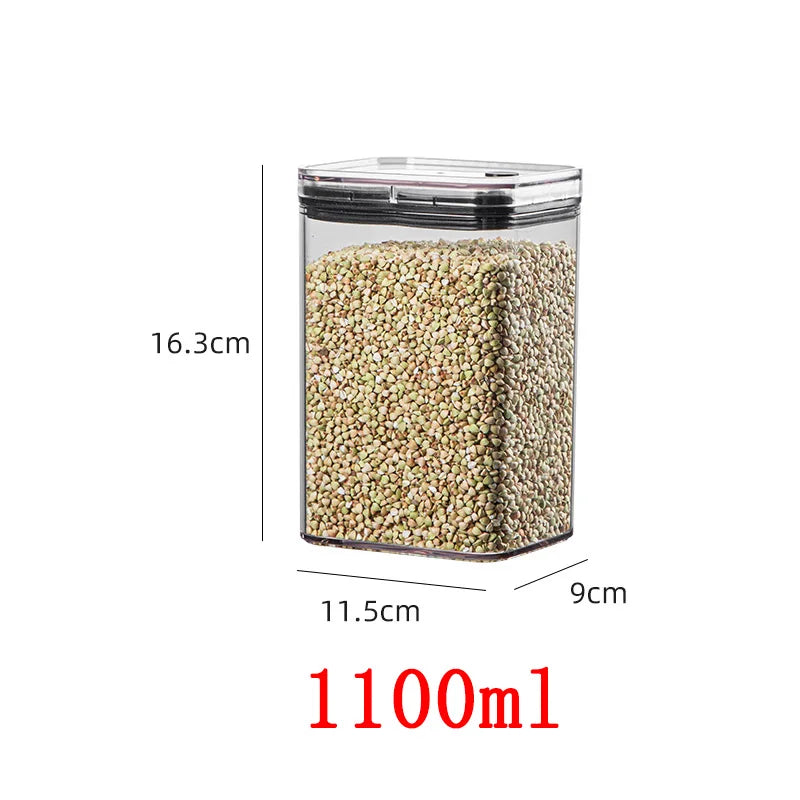 Vacuum Sealed Food Storage Containers with Press Pump, Thickened Transparent Airtight Containers Multi-Size Kitchen Organizers