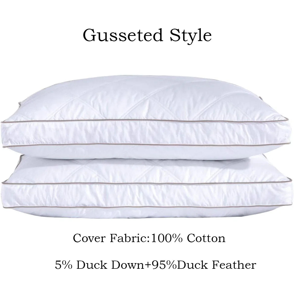 2pcs Goose Feathers Down Pillows, Luxury Soft Feather Down Pillow for Sleeping, 100% Cotton Cover Hotel Collection Bed Pillows