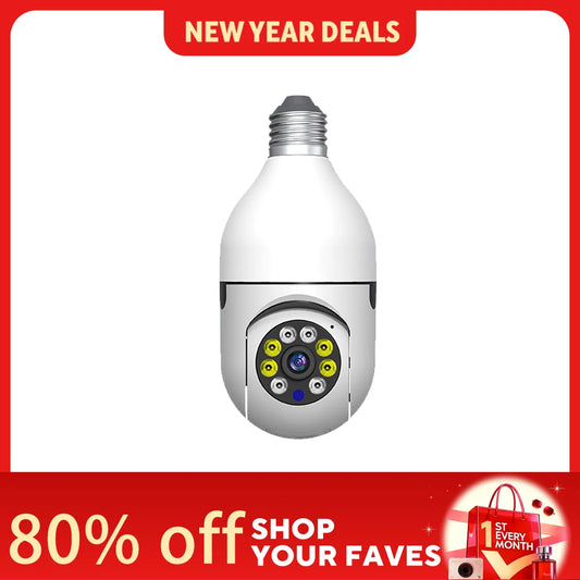 Ease Life APP-Light Bulb Security Cameras Outdoor Wireless WiFi Camera 5GHz, 360 Degree, E27 Light Socket Screw In Securi