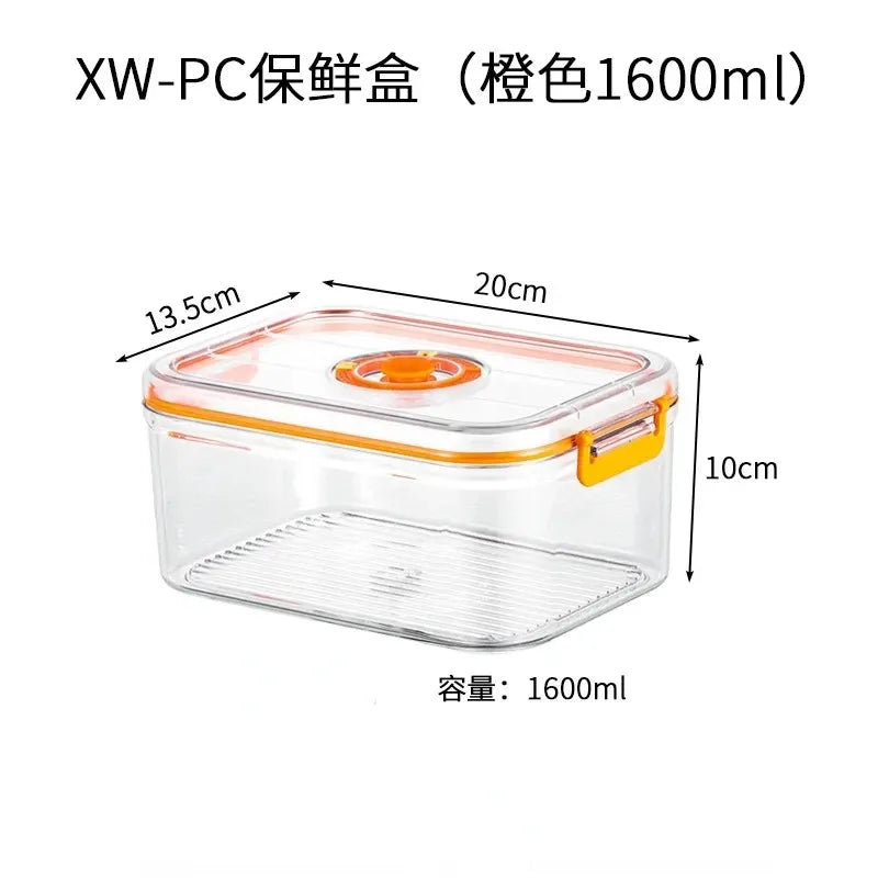 Vacuum Fresh-keeping Box Refrigerator Sealed Canister Microwavable Transparent Food Storage Container Kitchen Organizer Bento