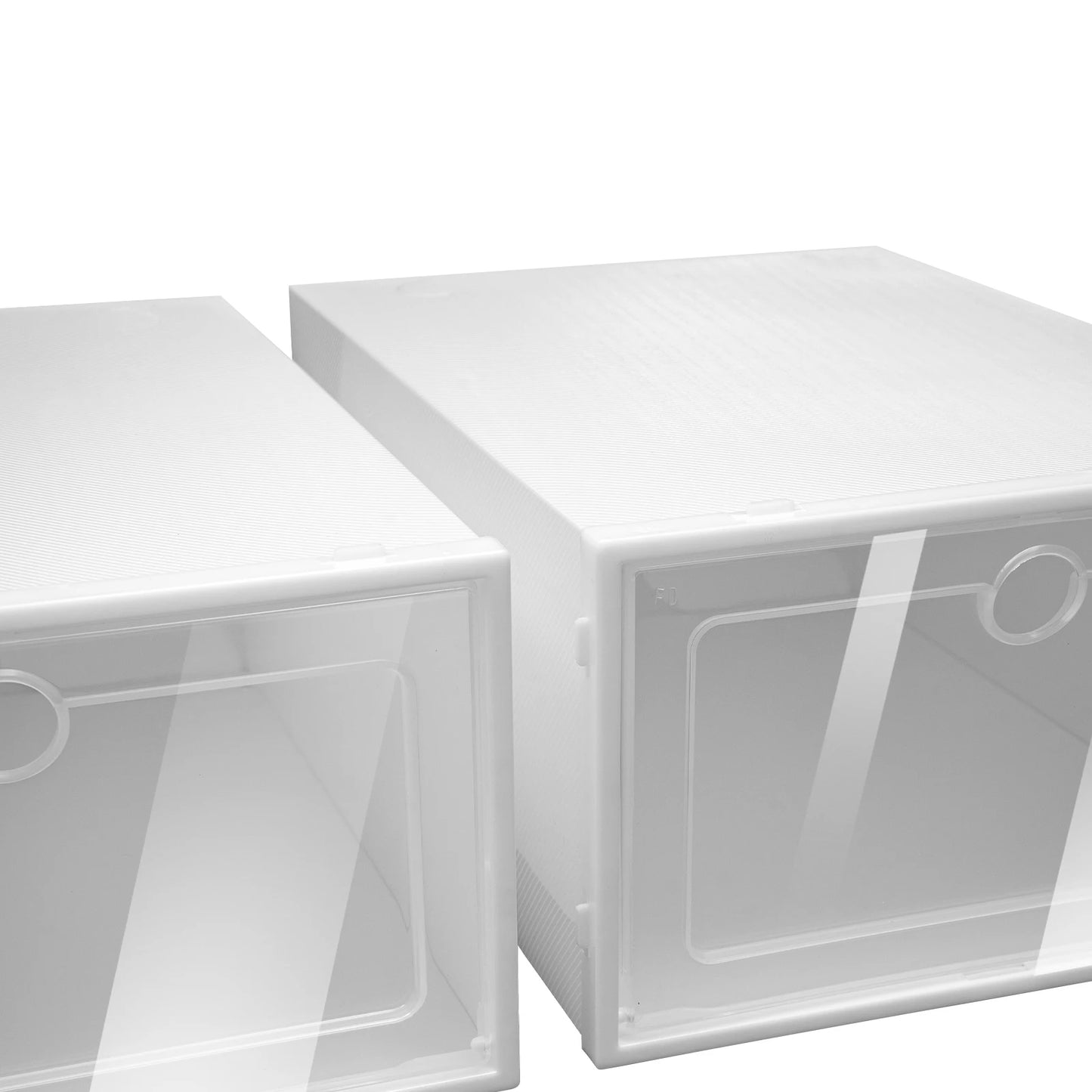 24 Pack White Shoe Boxes, Stackable Shoe Storage Boxes, with Lids, Plastic Shoe Organizers