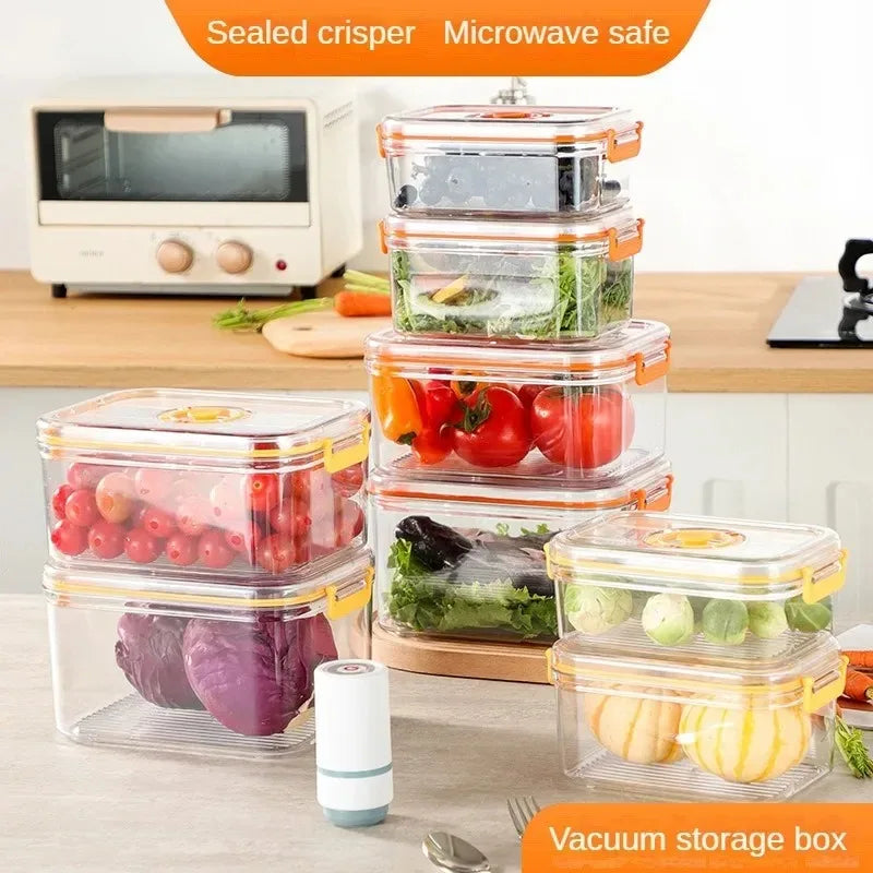 Vacuum Fresh-keeping Box Refrigerator Sealed Canister Microwavable Transparent Food Storage Container Kitchen Organizer Bento