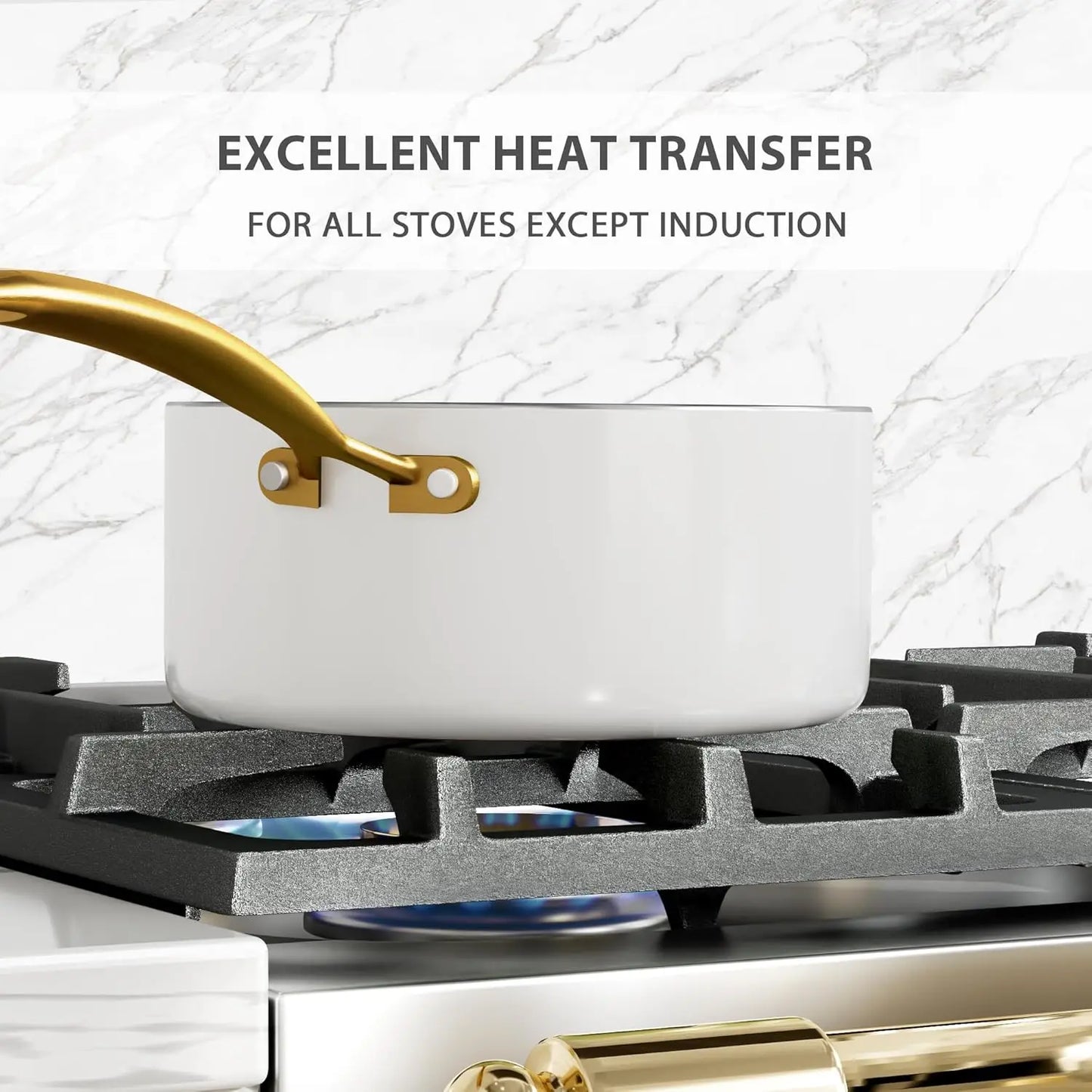 Ceramic Cookware Set, 16 Pcs Pots and Pans Set Non Stick, Kitchen Cookware Sets with Cooking Utensils Set, Non Toxic Cookware Se