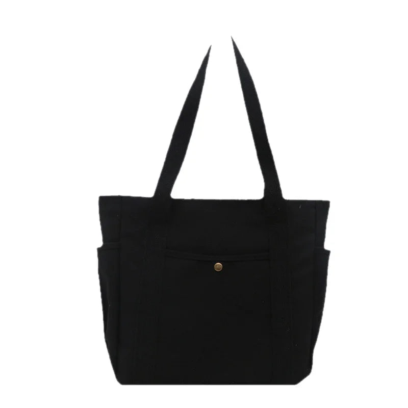 HOMEFISH Canvas Bag  Versatile Shoulder Bag Large Capacity Book Storage Student Class Commuter Bag Portable Cloth