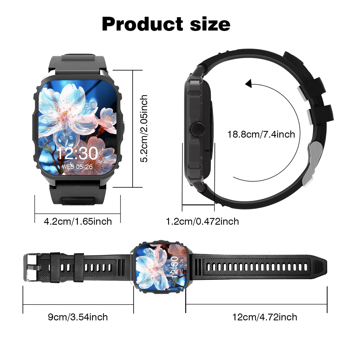 Smart Watch, Wireless Call/Dial, Multi-Sport Mode, Multiple APP Reminders, Suitable for Men and Women, Compatible with IPhone/An