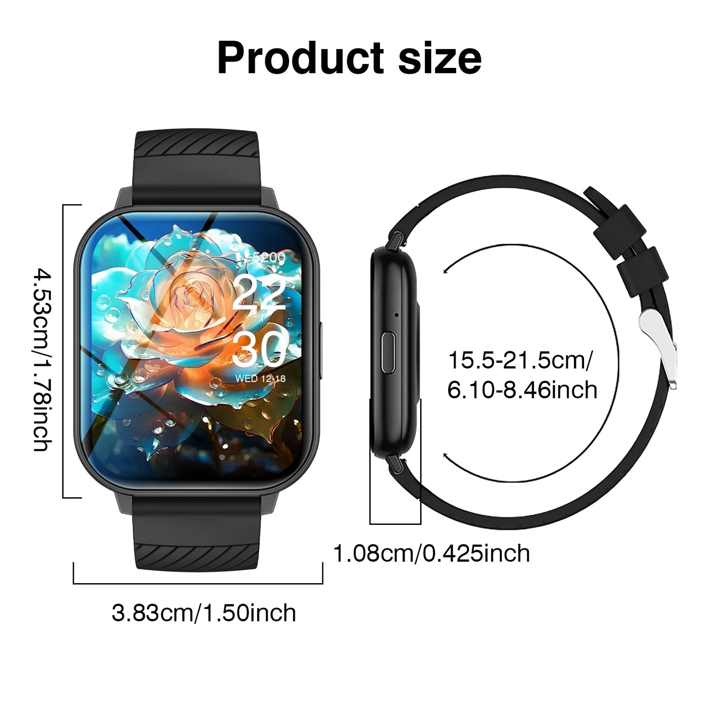 Smart Watch, Wireless Call/Dial, Multi-Sport Mode, Multiple APP Reminders, Suitable for Men and Women, Compatible with IPhone/An