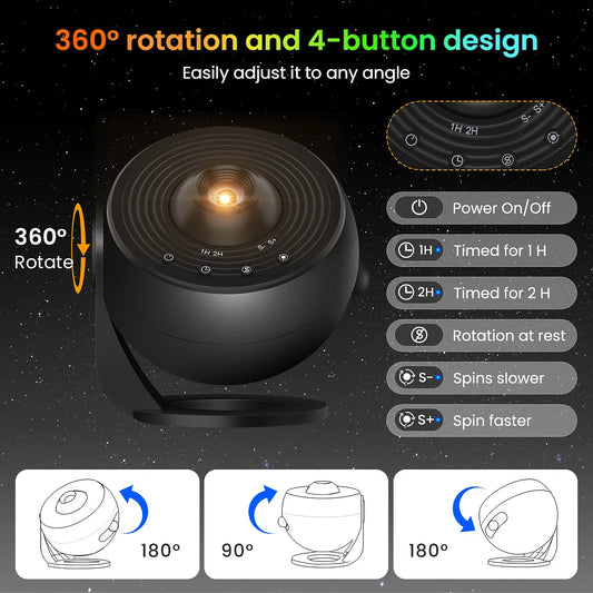 Upgrade Galaxy Projector Pro, Lomoo 13 in 1 HD Planetarium Star The Milky Way Projector for Bedroom, 360 Rotating Star Light wit