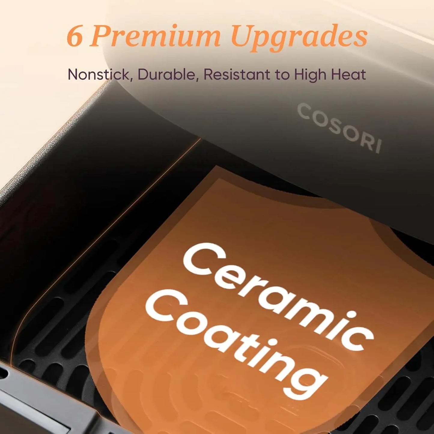 9-in-1 TurboBlaze Air Fryer 6 Qt, Premium Ceramic Coating, 90°–450°F, Precise Heating for Even Results, Air Fry, Roast, Bake