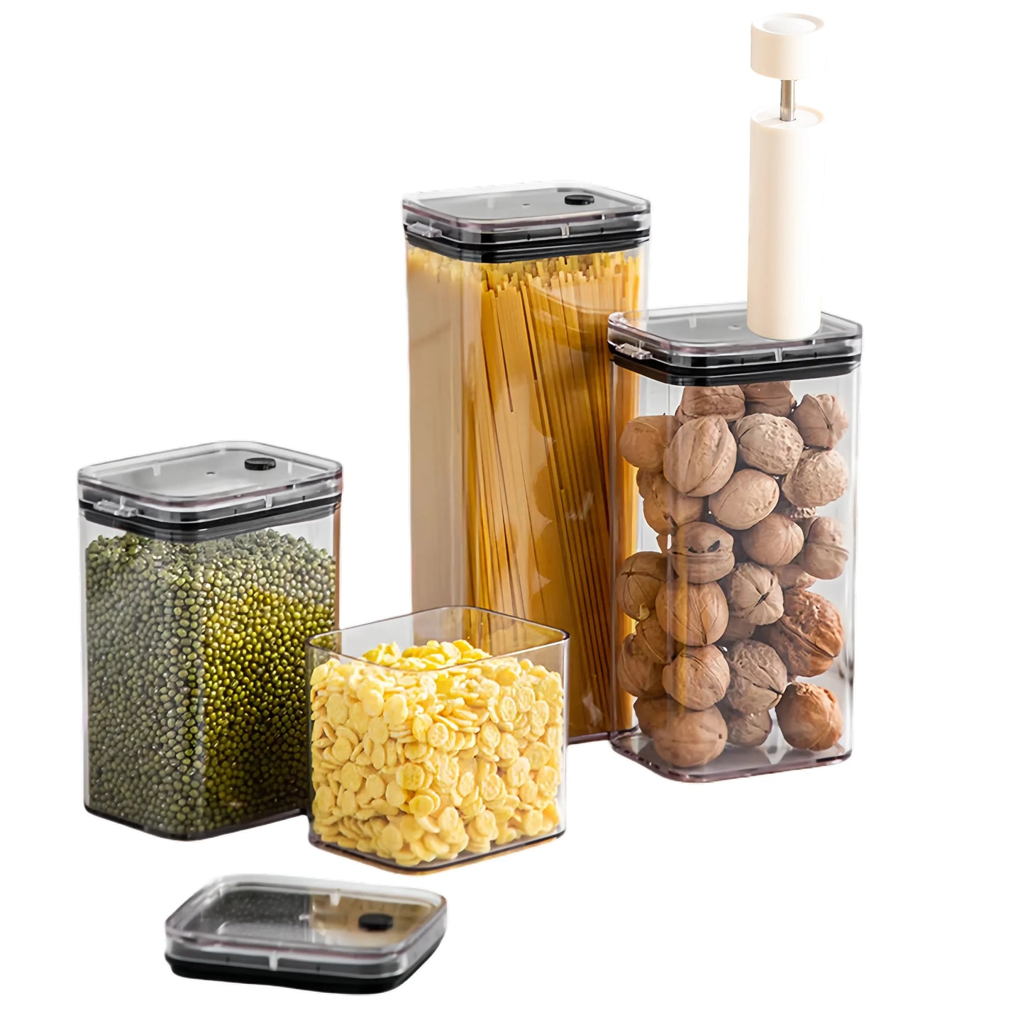 Vacuum Sealed Food Storage Containers with Press Pump, Thickened Transparent Airtight Containers Multi-Size Kitchen Organizers